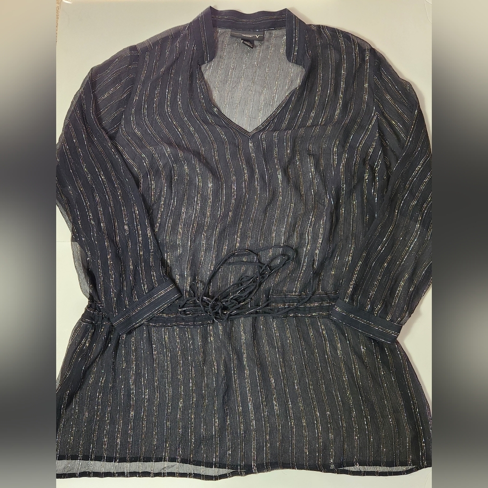 ❤️Venezia Brand Women's Black Sheer Blouse with Gold Accents Size: 18/20